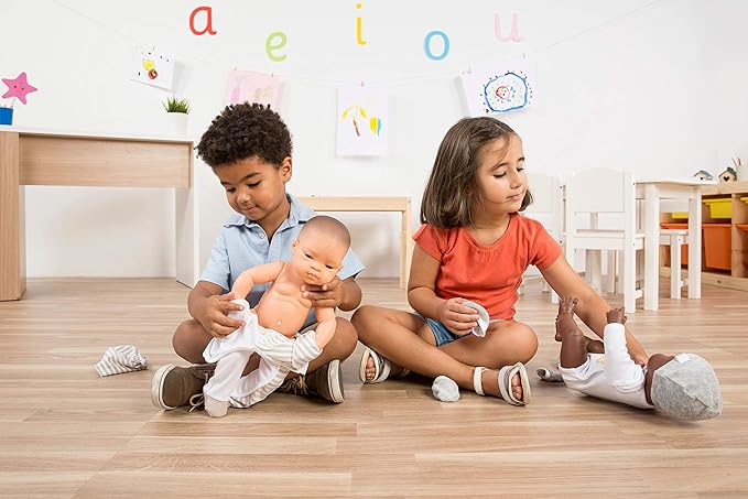 Miniland Doll 15 3/4'' Newborn African Boy - Made in Spain, Anatomically Correct, Quality