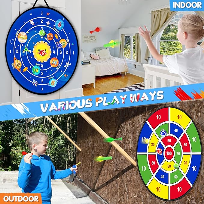 Toy Sports Dart Games, 22pcs Kids Double Sided Dart Board, Indoor Outdoor Party Games Toys Gifts for 5 6 7 8 9 Year Old Boys Girls & Adult