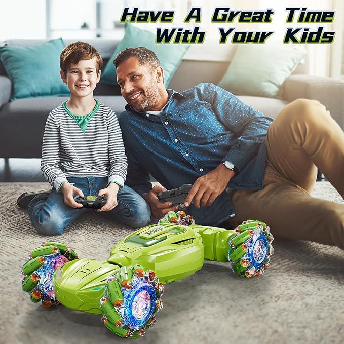 Remote Control Gesture Sensor Car, 2.4Ghz 4WD Hand Controlled RC Car, Gesture Rc Stunt Car with Light & Music, 360° Spins All Terrains Hand Controlled Car Toys for Age 8+, Birthday Gifts for Kids