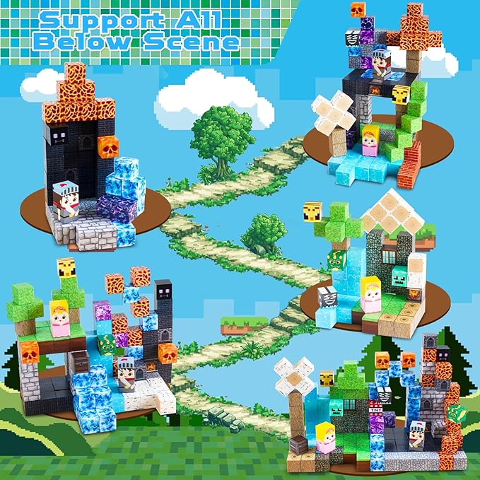 Magnetic Blocks - 150 PCS Build Dark Hell Forest Castle - Magnetic Toys for Montessori Toddler Christmas Birthday Gifts - STEM Sensory Toys for 3 4 5 6 7 8 9 10 Year Old Boys & Girls