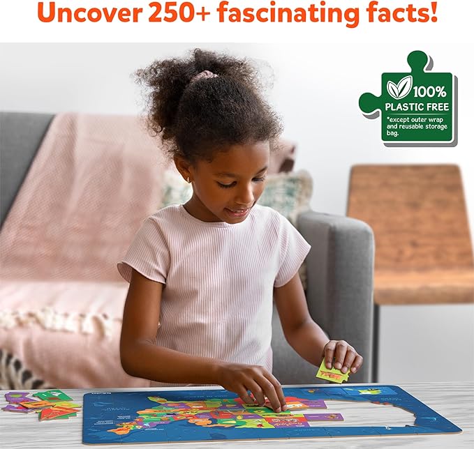 Skillmatics United States Map Puzzle - 75 Piece Jigsaw Puzzle, Educational Toy, Geography for Kids, 250+ Facts About The States of America, Gifts for Boys & Girls Ages 6 to 12