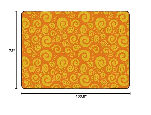 Flagship Carpets Swirl Tone on Tone Carpet for Children's Classroom and Bedroom Area Rug, Playroom or Teaching Area for Playtime and Reading, 6' x 8'4", Orange