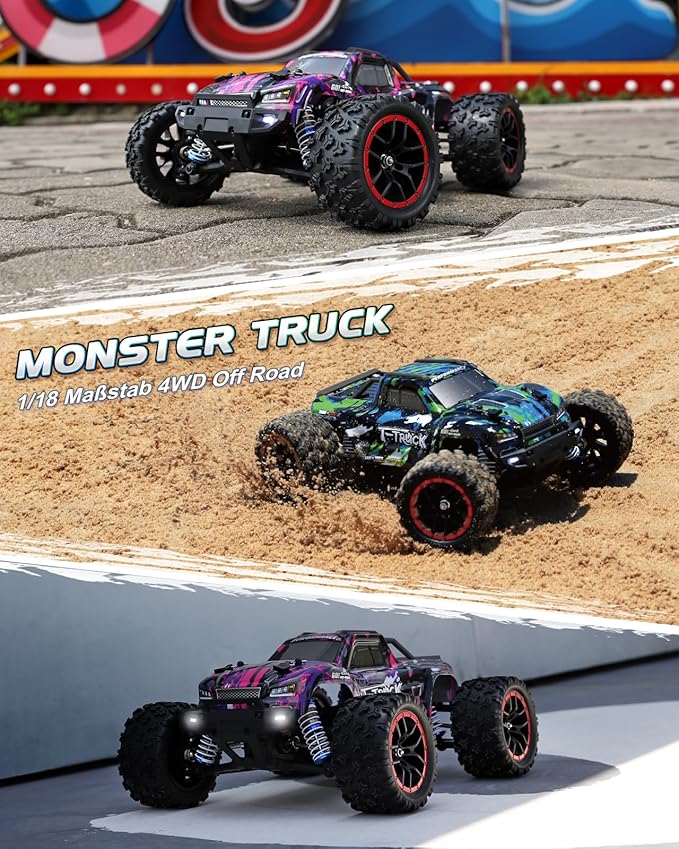 HAIBOXING 1/18 Scale Brushless Fast RC Cars 18859A, 4WD Off-Road Remote Control Trucks 48 KM/H Speed for Adults and Kids Boys, All Terrain Truck Toys Gifts with Extra Shell and Battery 40+ min Play