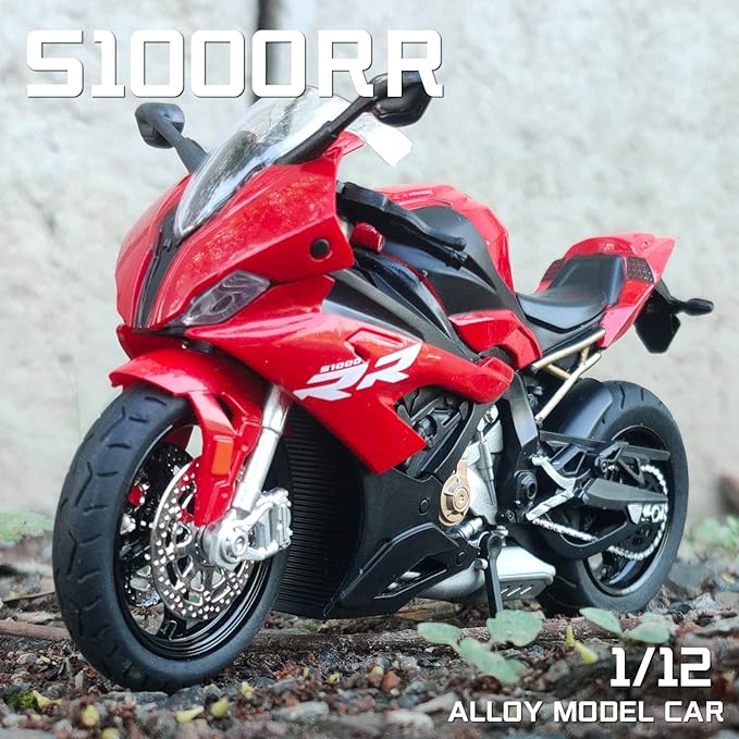 COOLPUR Die Cast Motorcycle Model for S1000RR, Realistic Motorcycle Model, 1:12 Scale Kids Moto Toy or Collection, Boyfriend,Young Peoples Gift(red)
