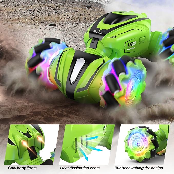 RC Stunt Cars Remote Control Car Double-Sided Driving 360° Flips Rotating Car Toy All Terrain Off-Road car,4WD Gesture Sensing Rc Cars for Teen Boys for Kids for Boys Girls Age 6-12