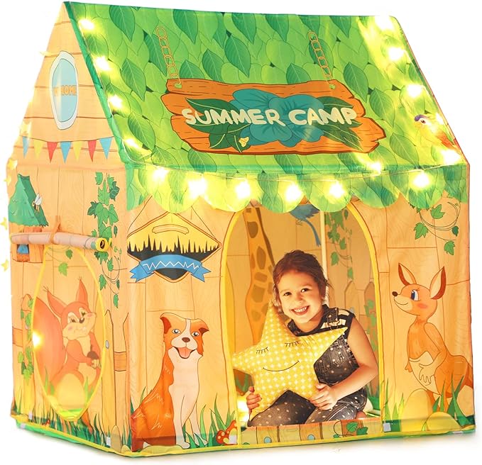 SweHouse Kids Play Tents Indoor: Cute Forest Play Pouse Tent for Kids with Star Lights - Toddler Play Tents Boys Fort Play Area Decorations for Birthday