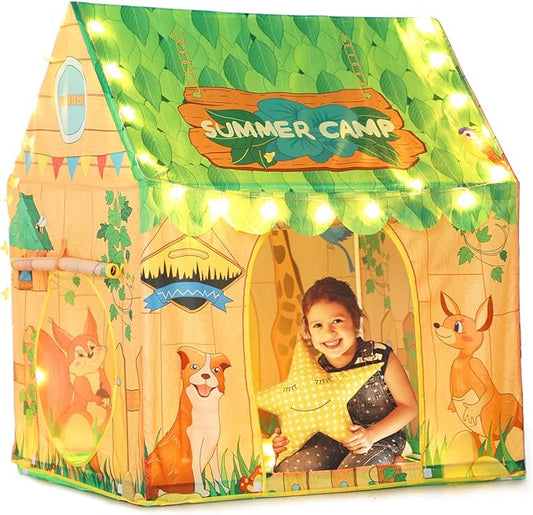 SweHouse Kids Play Tents Indoor: Cute Forest Play Pouse Tent for Kids with Star Lights - Toddler Play Tents Boys Fort Play Area Decorations for Birthday