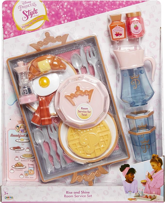 Disney Princess Style Collection Room Service Pretend Play Toy Set - with Serving Tray, Plate Cover, Pitcher & More for A Great Pretend Travel Experience - Girls Ages 3+