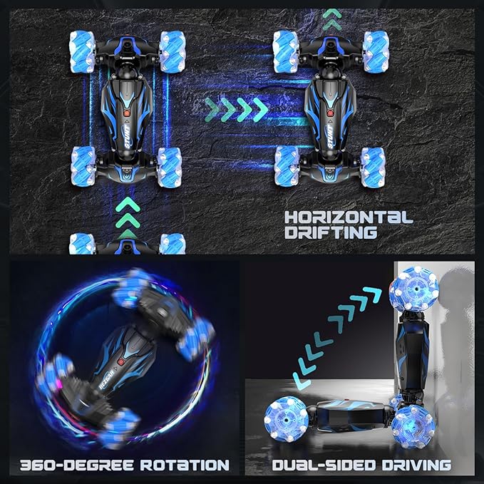 BEZGAR Gesture Sensing RC Stunt Car - Boys Toys Age 6-12, 2.4Ghz Remote Control Twist Car with Light & Music, 4WD Hand Controlled RC Cars, Birthday Gifts for Kids 6 7 8 9 10 11 12 Years Old