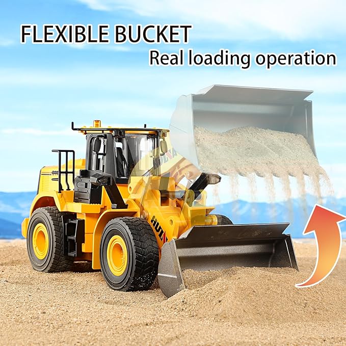 RC Bulldozer Toy, 1/16 Full Functional Construction Vehicle, Birthday for Kids & Adults