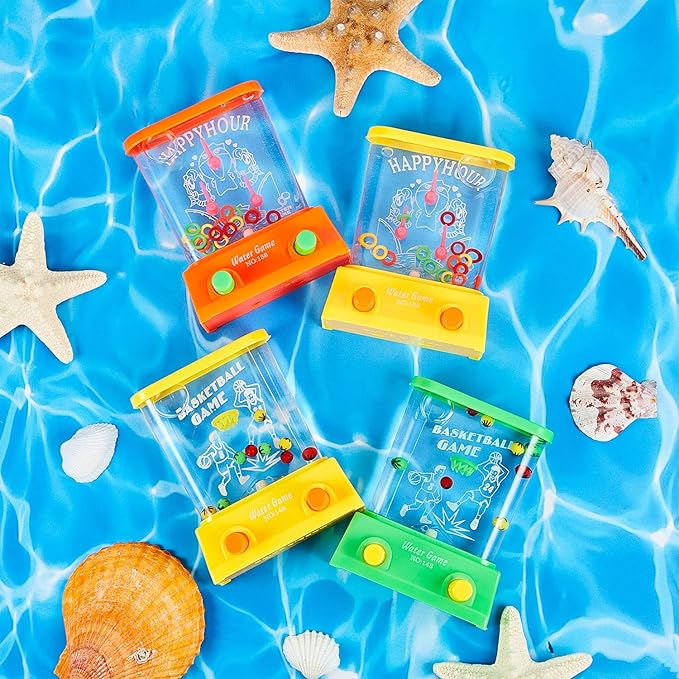 Lewtemi 60 Pcs Water Ring Toss Handheld Game Bulk Retro Pastime Games Handheld Toys Party Favor Basketball Fun Gifts, Without Water(Classic)