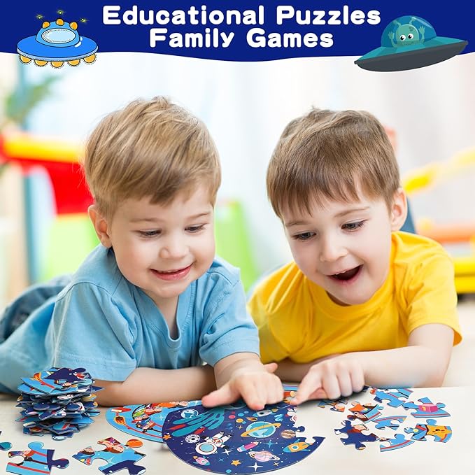 Floor Puzzle Suitable for Children Aged 3-10, Unique Large Irregular Animal Shaped Art Puzzle Suitable for Boys and Girls 36 Pieces Toys As Gifts for Children (Planet)