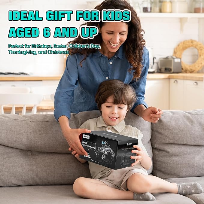 Remote Control Robot Dog Toy for Kids,2.4Ghz 8WD Gesture Sensing Stunt Rc Cars with Music & Light,Children Birthday Gift for 6 7 8 9 10 11 12 Years Old Boys