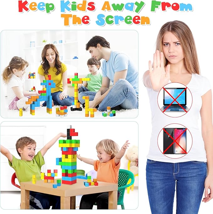 56PCS Magnetic Blocks Building Toys, 1.2 Inch Magnetic Cubes Building Blocks for Toddlers 3-5, STEM Montessori Toys Magnets for Kids Ages 3+ Year Old Boys and Girls, Classroom Must Haves