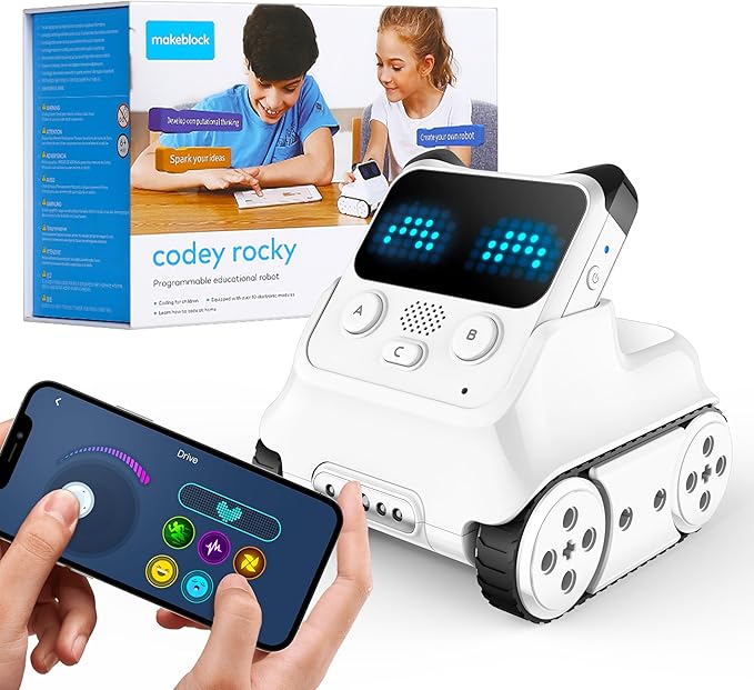 Makeblock Codey Rocky Interactive Emo Robot, Coding for Kids 8-12, STEM Toys Support Scratch Python Programming, Smart Robotics Gift for Kids 6+