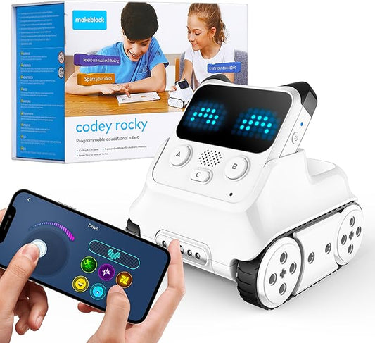 Makeblock Codey Rocky Interactive Emo Robot, Coding for Kids 8-12, STEM Toys Support Scratch Python Programming, Smart Robotics Gift for Kids 6+