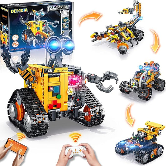 Robot Building Kit for Kids and Adults, Rechargeable 4-in-1 Remote/APP Controlled RC Robotics Kit, Coding Science Projects STEM Toys, Birthday Gifts for Boys Ages 8-12+ (588 Pcs)