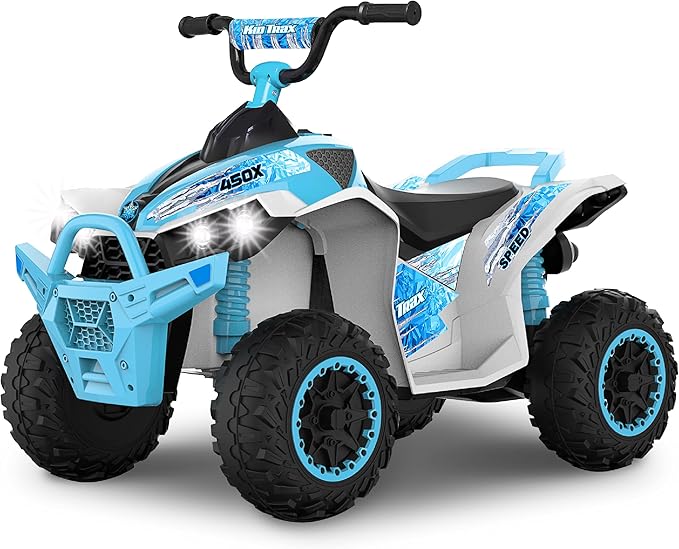 Kid Trax 12V ATV for Boys and Girl Toys - Toddler Ride On ATV, Kids' Electric Vehicle, ATV Quad Car Toy w/ 2 Speed, Led Headlights, Four Wheelers Ride On Toy, Max Weight 77 lb, Ages 3-8, ICE Blue