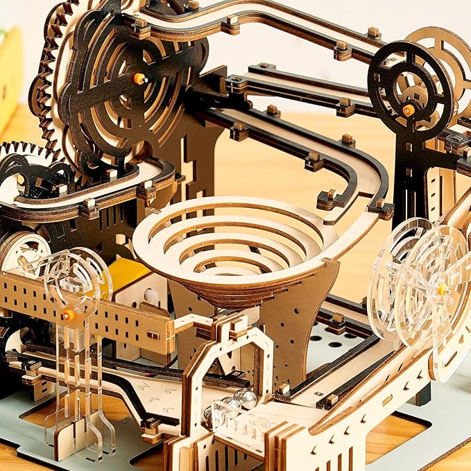 3D Wooden Puzzles Marble Run Set - Mechanical Model Kits with Motor, Brainteaser and Puzzle for Christmas/Birthday,Gifts for Adults and Teens to Build Combination