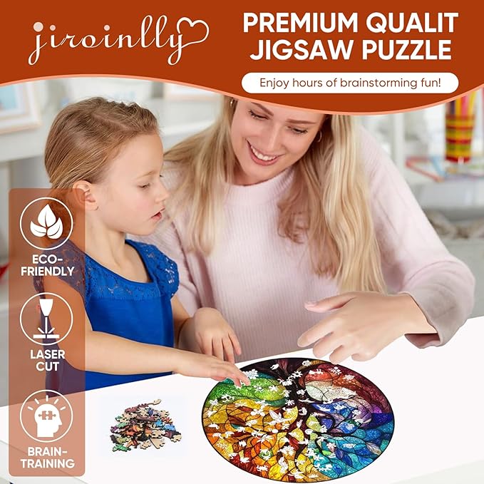 Wooden Puzzle for Adults - 3D Four Seasons Tree Wooden Jigsaw Puzzles 500 Piece, Unique Shaped Challenging Puzzles, Exquisite Packaging, Best Gift Toys for Family Friends Brain Games 16.5x16.5 in