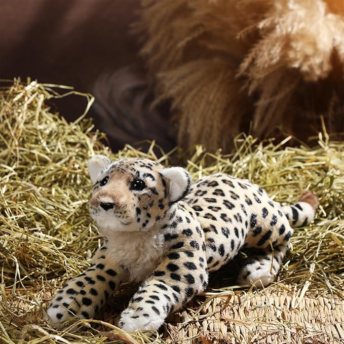 15 Inch Stuffed Animal Stuffed Tiger Leopard Lion Plush Toys Realistic Plush Gifts Wild Animal Toys Jungle Animals for Boys Girls Birthday Parties Gift(Leopard)