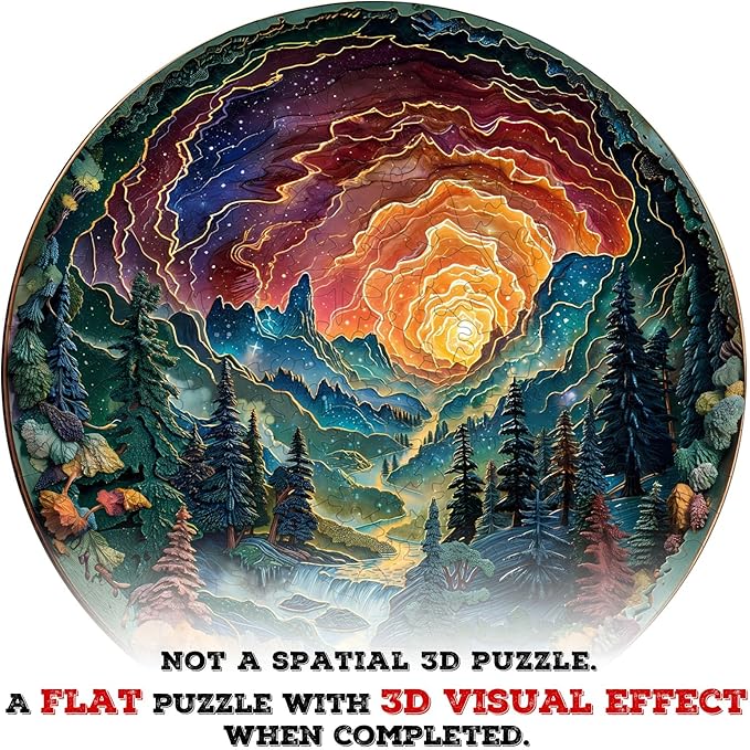 Wooden Puzzles for Adults, 3D Cave Sky (M-200pcs) Wooden Jigsaw Puzzles Kids, Unique Shaped Animal Wood Puzzles Adults Fathers Birthday Family Games 11.4 * 11.4in