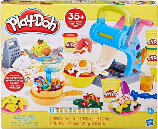 Play-Doh Pasta Dinner Playset, Kitchen Playset with 35+ Play Kitchen Accessories, Kitchen Toys for 3 Year Old Girls and Boys and Up