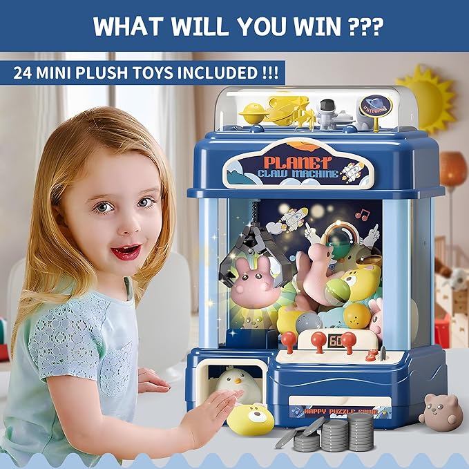Claw Machine for Kids – Large Toy Claw Machine with Music Lights, Vending Machine Toy for Boys Girls, Includes Toys Inside, USB Rechargeable Candy Claw Game Machine for Kids Ages 4-12