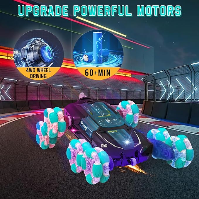 8WD Gesture Sensing Stunt Rc Cars Toys for Boys Age 6-13, Hand Remote Control Climbing Car, Toy for Kids 6 7 8 9 10 11 12+ Years Old Christmas Birthday Coolest Best Gift Ideas for Boy (Black)