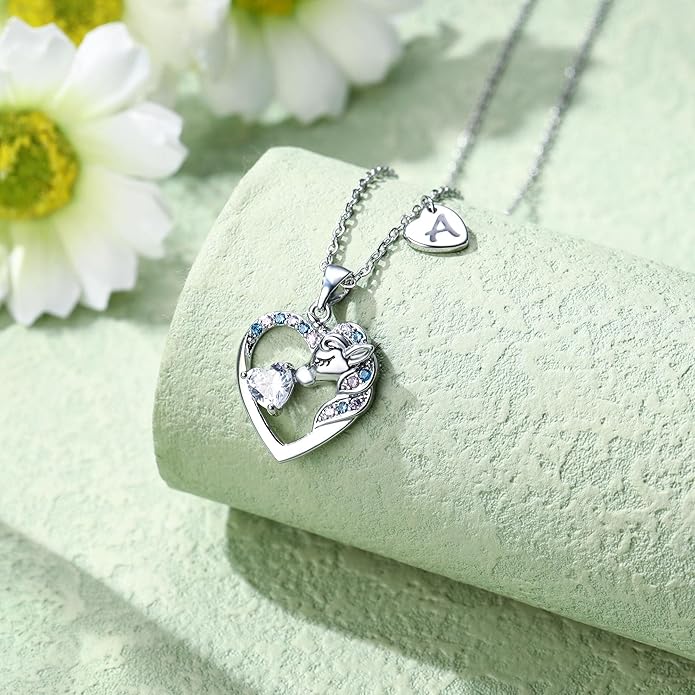 Necklace for Girls Kids Gifts - Colorful CZ Heart Initial Necklaces Unicorn Necklace for Girls Jewelry Birthday Graduation Gifts for Little Girl Kids
