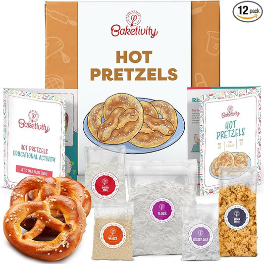 Pretzel Making Kit - Real Cooking Set for Kids Ages 5-12+ with Recipe and Ingredients - Kids Baking Set for Girls & Boys - Great Gift for Family Bonding