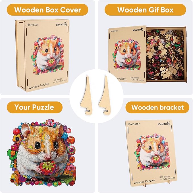 Wooden Jigsaw Puzzles 500 Pieces-Hamster,16.5x16.9in,Royal,Wooden Puzzles for Adults,Unique Shape Animal Adult Puzzles,Irregular Wood Puzzles Best Gift for Adults and Kids Family Game