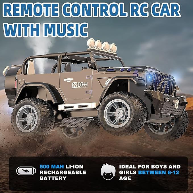 RC Car for Boys & Girls - Upgraded 2.4GHz Remote Control Car, 1:18 Scale SUV with LED Lights, 20 KM/H High Speed, 35-Min Playtime, Offroad Racing Toy for Kids Ages 6-12