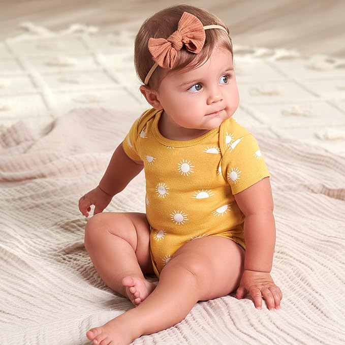 Gerber Baby Girls' 5-Pack Short Sleeve Variety Onesies Bodysuits