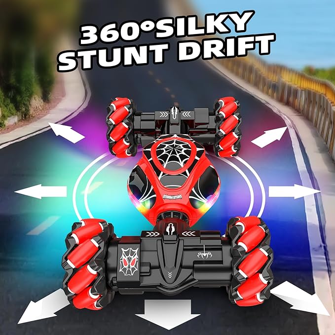 Spider Remote Control Car Gesture Sensing Hand Controlled Stunt Car, 4WD Drift Twist Off-Road Vehicle with Light Music, Birthday Xmas Gifts Suitable for Boys and Girls