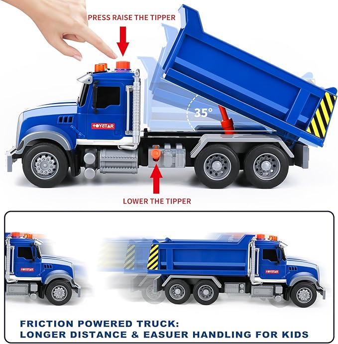 Dwi Dowellin Toddler Trucks Toys for Boys Age 3-5,Big Dump Truck with Lights and Sounds,Kids Boy Toys Christmas Birthday Gift Car