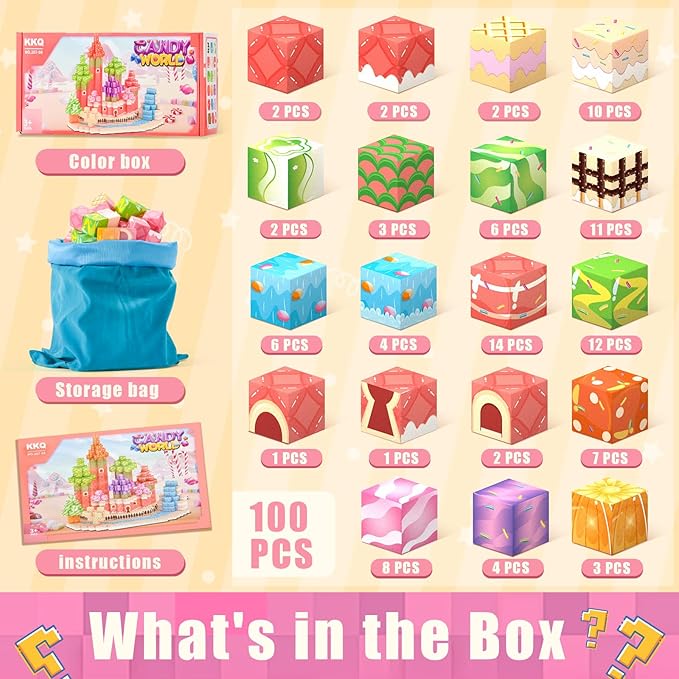 Magnetic Blocks 100PCS Magnetic Building Blocks for Kids, Candy Castle STEM Sensory Toys for Toddler,Christmas Birthday Gifts for Girls 4 5 6 7 8 Years Old