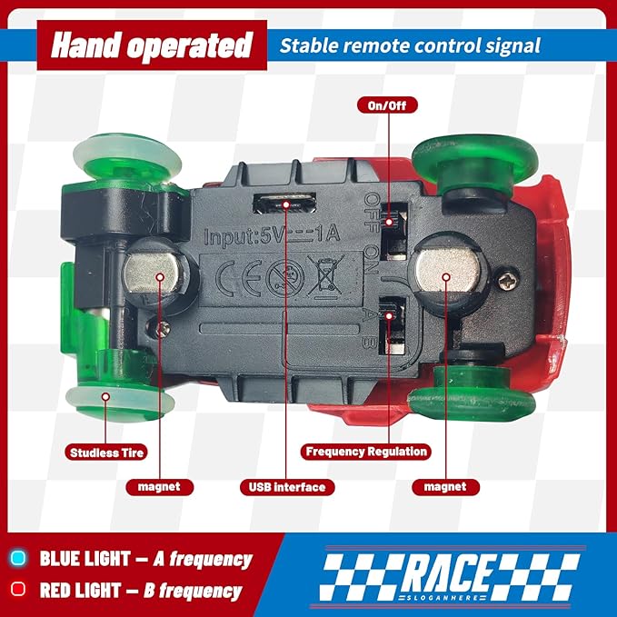 Remote Control Rail car Magnetic DIY Versatile Assembly Slot Cars Children's Competitive Race Track Toys STEM Parent-Child Boys and Girls Gifts (Competitive Two-car Version)