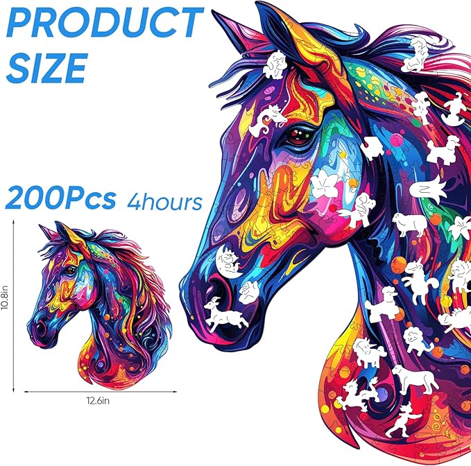 Wooden Puzzles for Adults, Liberty Cool Wooden Jigsaw Puzzles(10.8 * 12.6in-200pcs), Unique Shape Animal Adult Pieces, Irregular Wood Puzzles Best Gift for Adults and Kids Family Game