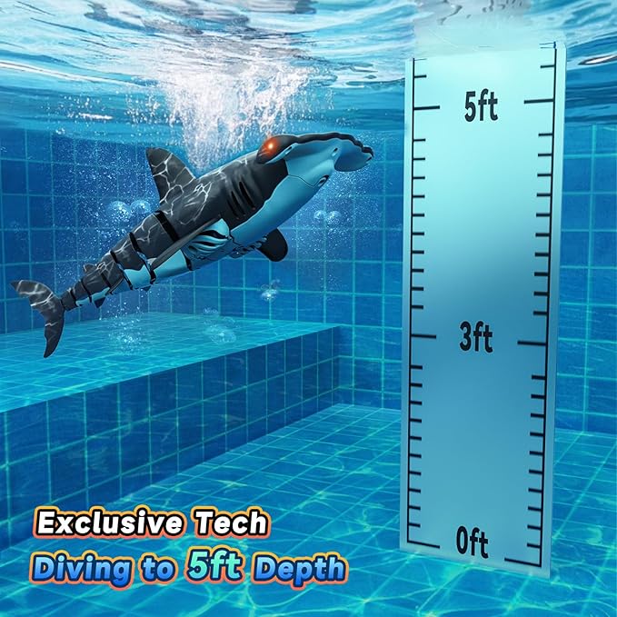 Remote Control Shark Toys High Simulation, Summer Water Toys for Kids, Ideal Gifts for Boys Ages 6+, Party Fun Games for Pool & Bath (Gray)