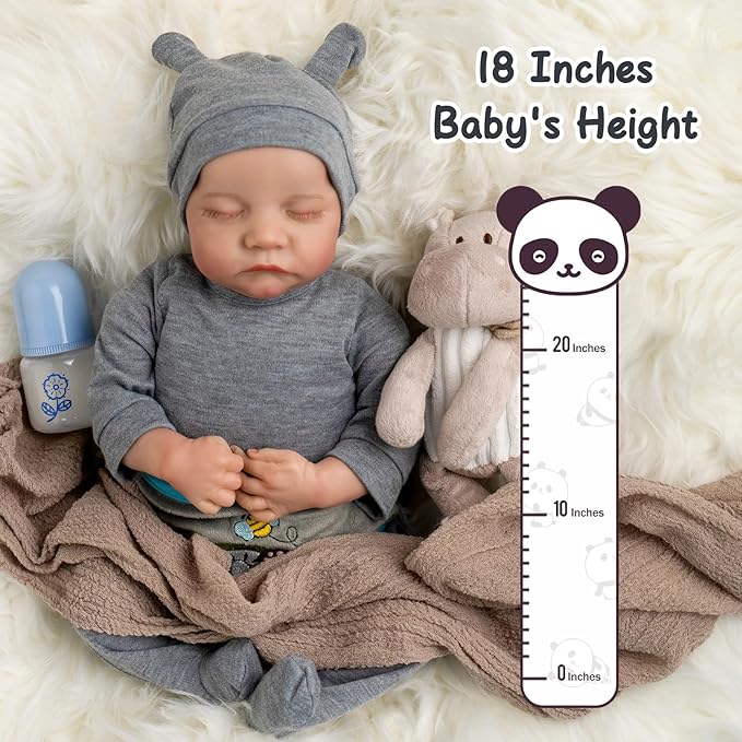 Jirachi Lifelike Reborn Baby Dolls Boy,18 Inch Soft Cloth Body Realistic Reborn Dolls That Look Real Adorable Sleeping Newborn Baby Dolls with Accessories for Kids Age 3+