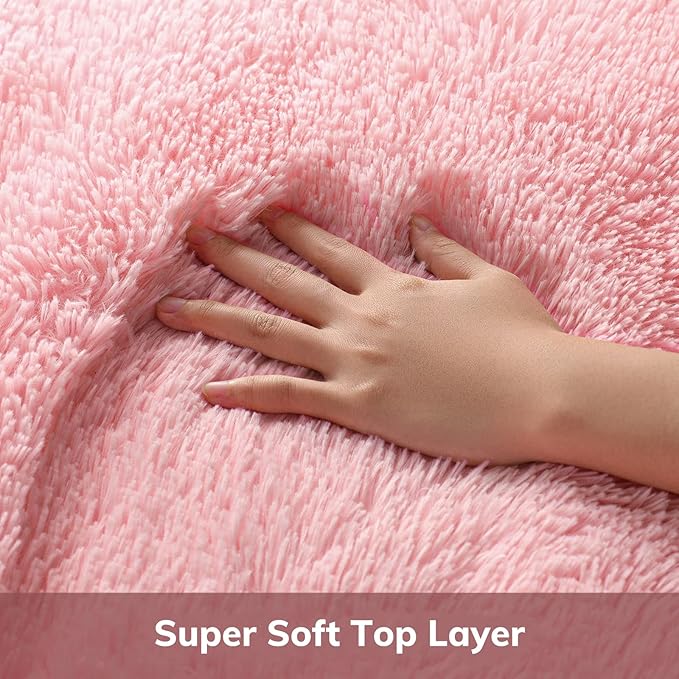 Ophanie Pink Area Rugs for Bedroom Girls, 6x9 Kids Fluffy Fuzzy Furry Shag Carpet, Plush Soft Cute Baby Shaggy Bedside Indoor Floor Rug for Teen Dorm Home Decor Aesthetic, Nursery