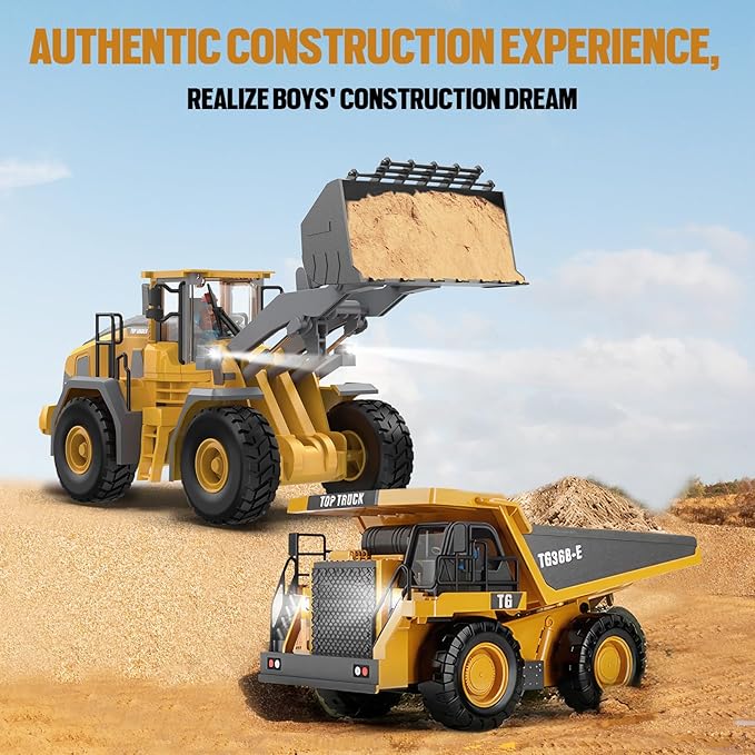 Metal RC Wheel Loader Toy - Realistic Working Lights and Sounds, 1:20 Scale, 9-Channel Remote Control Construction Play Tractor Toys for Kids 3+, Perfect 2024 Gift