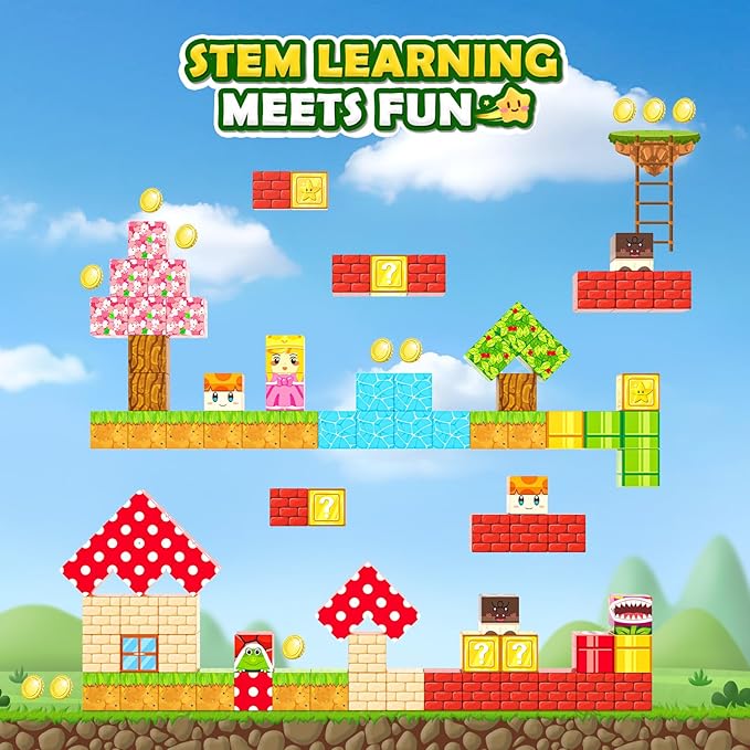 Magnetic Blocks - Build Mine Magnet World Magic Teleport Pipes Set, 1'' Magnetic Building Blocks Toddler Creative Kids Toys, STEM Sensory Outdoor Toys for 3+ Year Old Boys & Girls