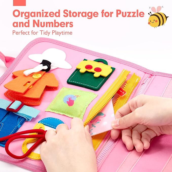 hahaland Busy Book for Toddlers Boys Girls Montessori Toys for 3+ Year Old Preschool Educational Learning Activities Toddler Travel Toys for Ages 2-4 with Life Skill Number Color Weather