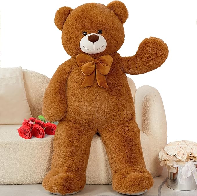 MorisMos Giant Teddy Bear 4 ft Stuffed Animal for Girlfriend,Cuddly Stuffed Big Bear Plush Toy for Valentines,47 inches Big Stuffed Animal Bear Christmas Baby Shower for Boyfriend,Wife,Children