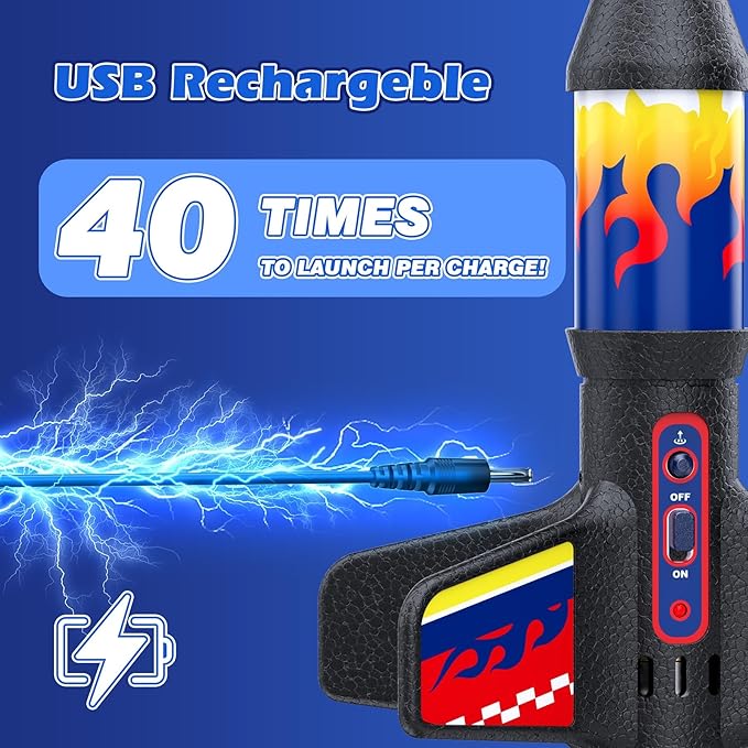 Rocket Launcher for Kids, Launching Air Rocket Toy Model Rockets with Parachute Safely Land 200 Feet of Flight Altitude Outdoor Toys for Ages 8-13 Birthday Gift for Kids Boys & Girls