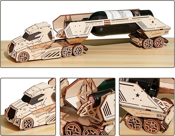 3D Wooden Puzzle for Adults, Wooden Red Wine Rack Mechanical Model Kit, DIY Funny Puzzle Handicraft Wood Craft Kit, Birthday Gift for Family & Friends Women Men, Home Decor