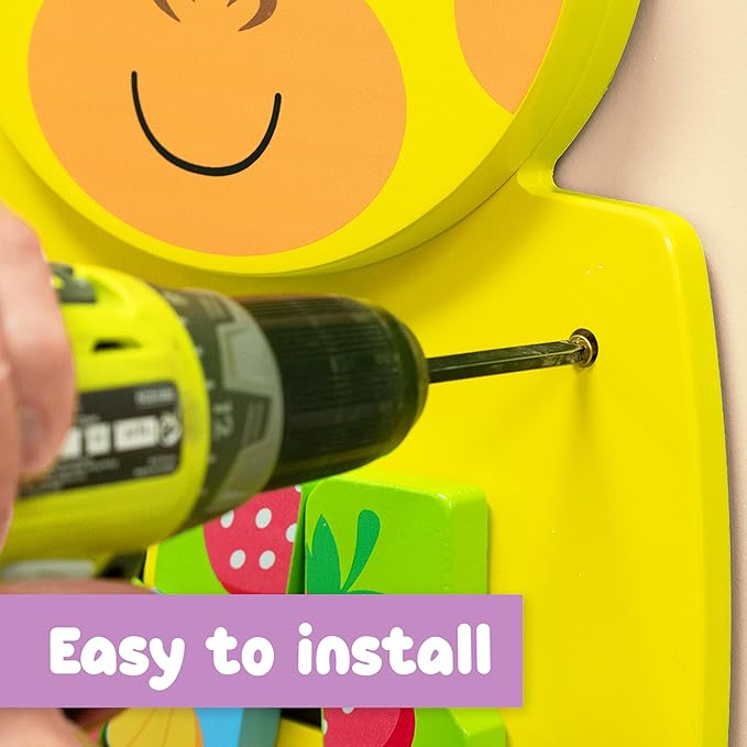 LEARNING ADVANTAGE Giraffe Activity Wall Panel - 18m+ - Toddler Activity Center - Wall-Mounted Toy - Busy Board Decor for Bedrooms, Daycares and Play Areas