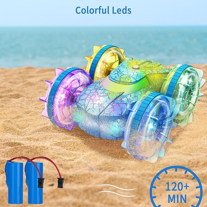 Amphibious Remote Control Car Boat,2.4Ghz 360° Rotation Gesture Sensing Stunt RC Cars,4WD Waterproof Rc Trucks,Water Beach Pool Toys for Kids Ages 6-12,Toys Gifts for Boys and Girls